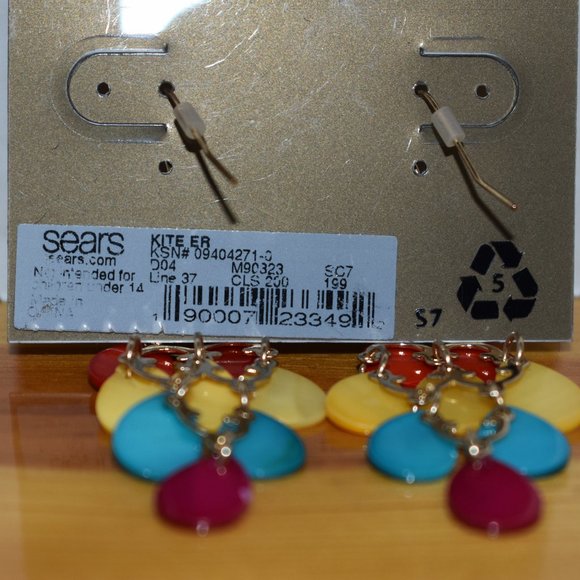 Sears Studio S Chandelier Dangle Style Colorful Teardrop Earrings - Picture 8 of 12